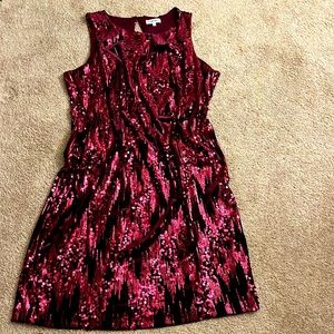 Worn Once Emerald Sundae Red Sequined Velvet Cocktail Dress size 20